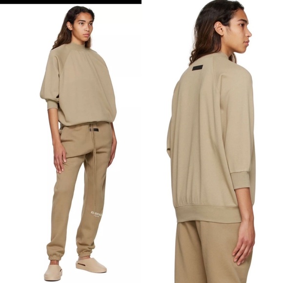 Fear of God Tops - Fear Of God Essentials Sweatshirt Women’s Tan Cotton , size XL